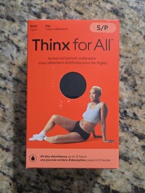 Thinx for All Period Underwear — Black, Size S, New